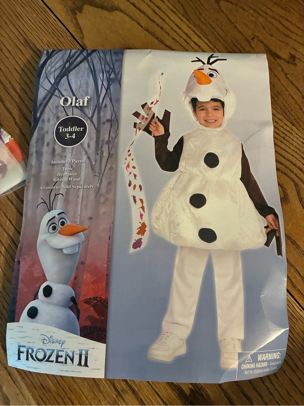 Disney Olaf Toddler Costume - White with Black Accents and Orange Nose 3-4T